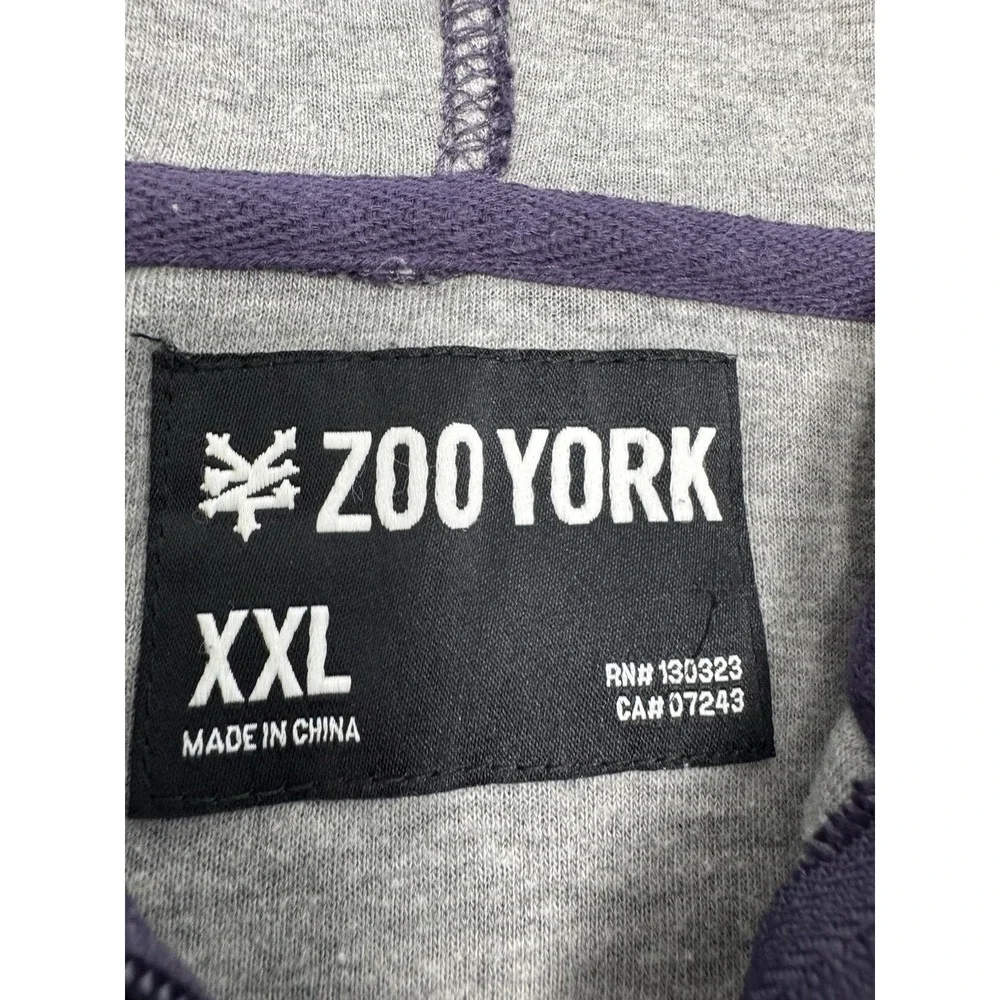 Vintage Zoo York Jacket Mens XXL 2XL Purple Full Zip Thermal Hoodie Hip Hop Y2K